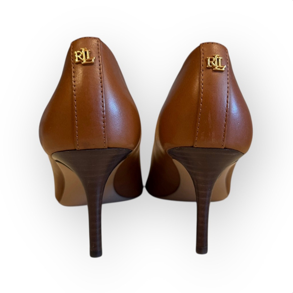 Lauren Ralph Lauren Lanette Leather Pumps Polo Tan Women’s 9B New in Box - Picture 5 of 9